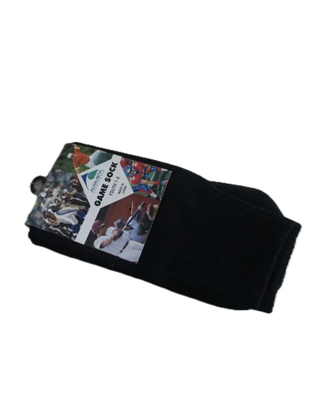 Augusta Sportswear Style #6020 Black Game Tube Socks 7-9 Youth